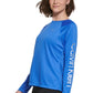 Calvin Klein Women's Raglan Sleeve Logo Top Blue Size Medium