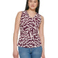 Calvin Klein Women's Printed Ruched Sleeveless Top Purple Size X-Small