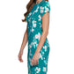 Calvin Klein Women's Printed Tulip Sleeve Sheath Dress Green Size 10Petite