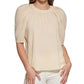 Calvin Klein Women's Textured Puff Shoulder Blouse Brown Size Small
