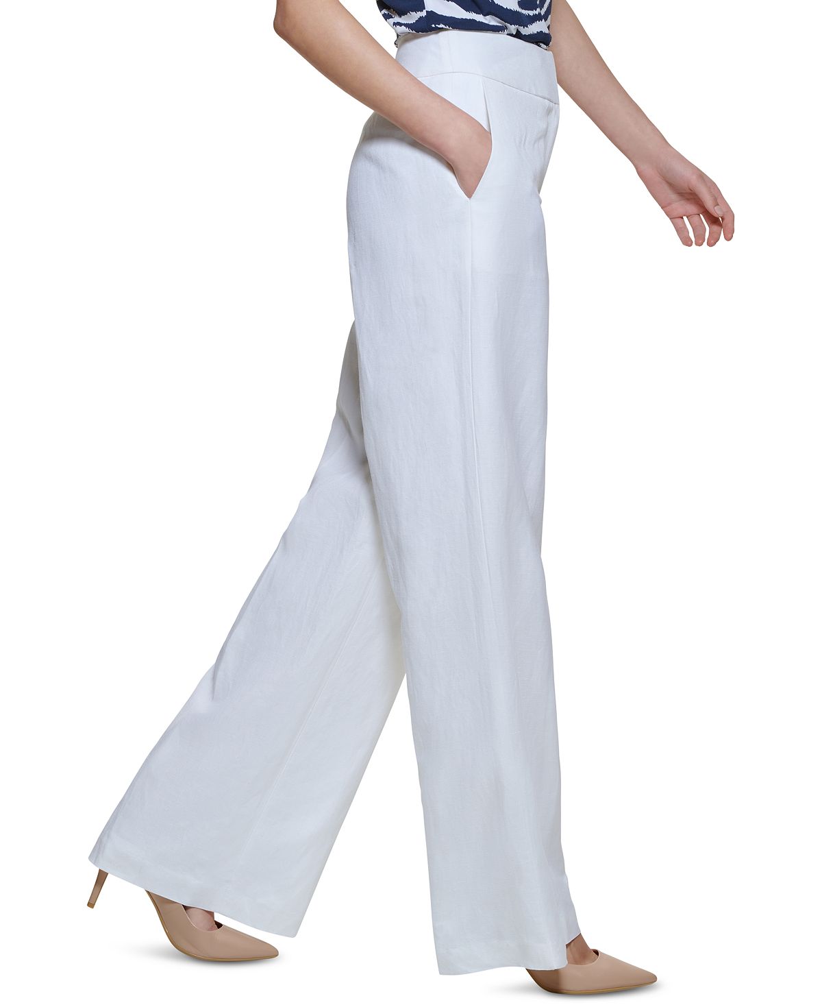 Calvin Klein Women's High Rise Wide Leg Pants White Size 8 Petite