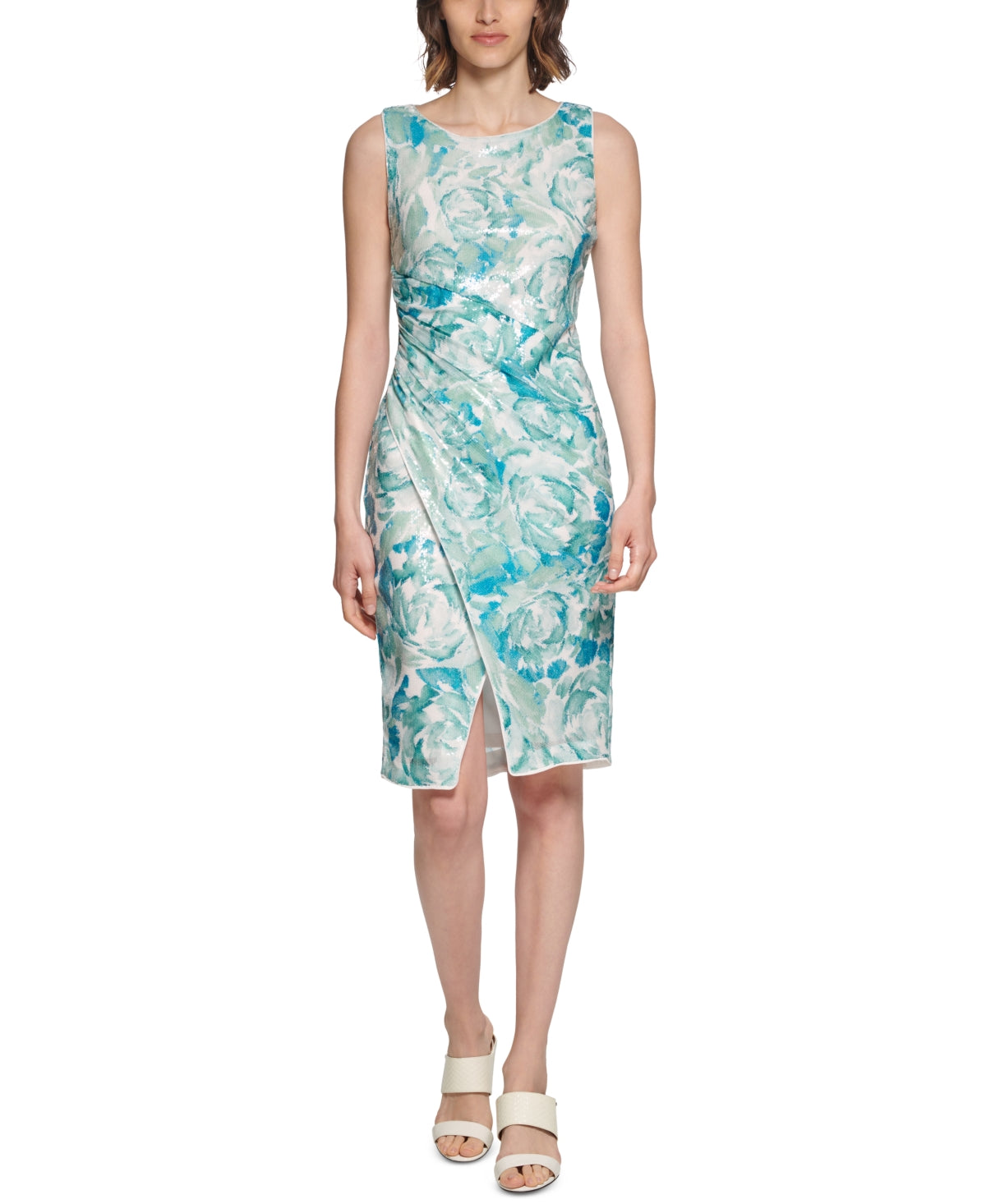 calvin-klein-womens-sequined-floral-sheath-dress-green-size-6