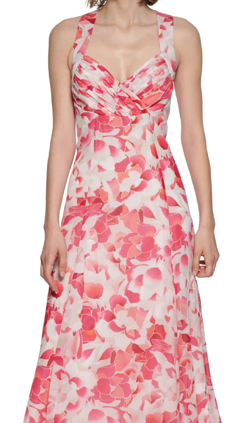 Calvin Klein Women's Floral Strappy Back Gown Pink Size 6