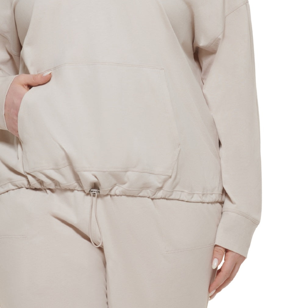Calvin Klein Women's Performance Plus Hooded T-Shirt Beige Size 2X