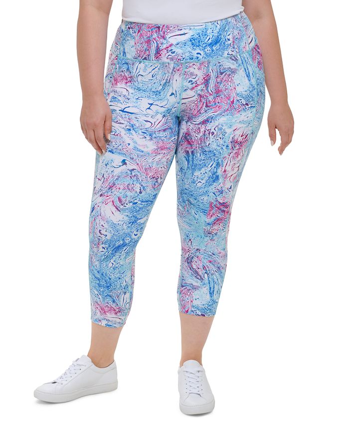 Calvin Klein Women's Printed High Waist 7/8 Leggings Purple Size 1X