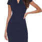 Calvin Klein Women's Cap Sleeve Split Neck Sheath Dress Blue Size 2