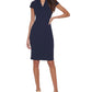 Calvin Klein Women's Cap Sleeve Split Neck Sheath Dress Blue Size 2