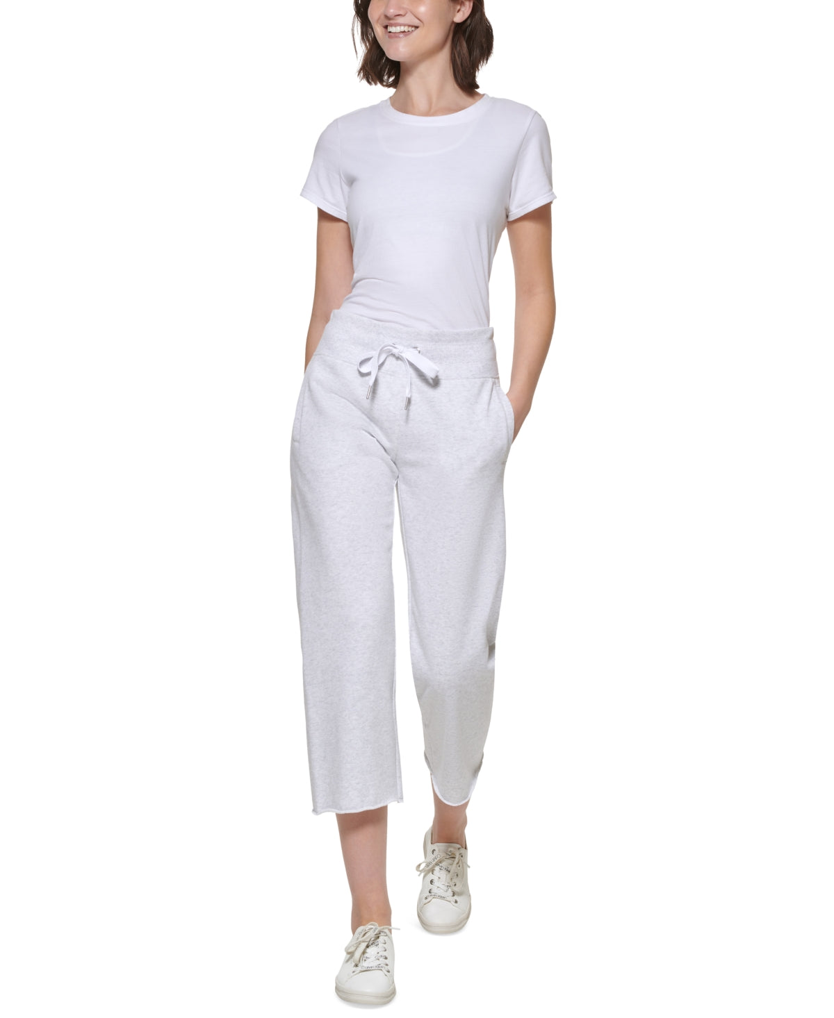 Calvin Klein Women's Cropped Sweatpants White Size Medium
