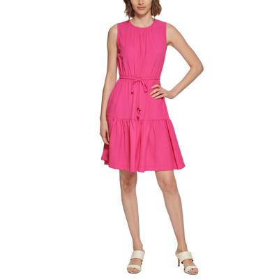 calvin-klein-womens-tiered-fit-flare-dress-pink-size-8
