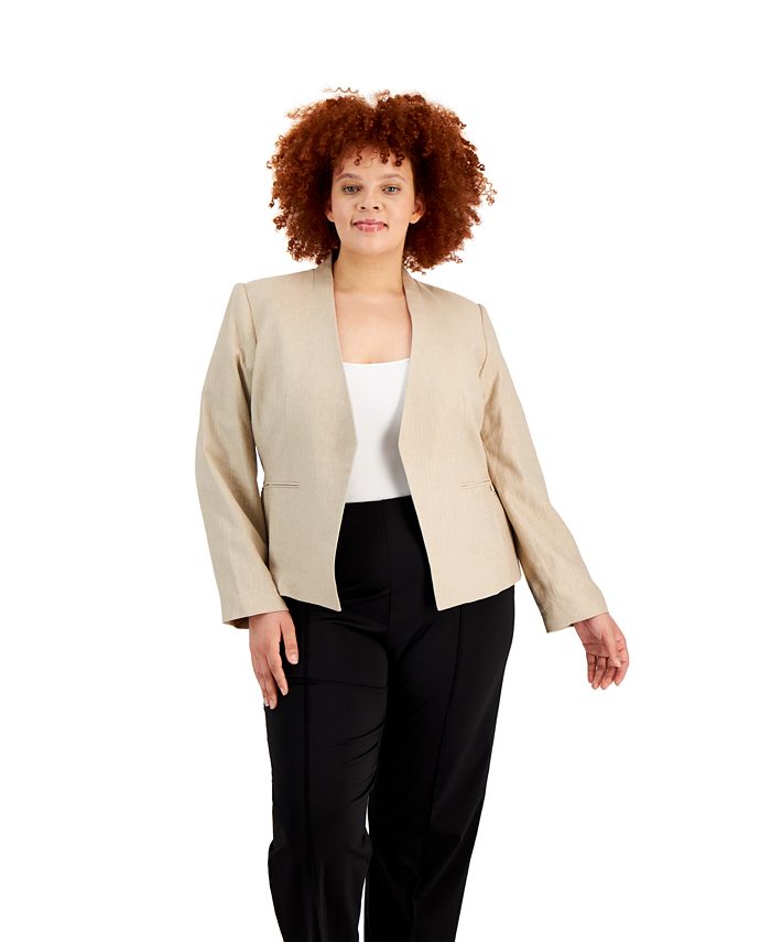 Calvin Klein Women's Open Front Blazer Yellow Size 16W