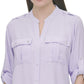 Calvin Klein Women's Textured Roll Tab Blouse Brown Size Small