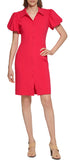 calvin-klein-womens-puff-sleeve-button-front-dress-pink-size-4