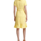 Calvin Klein Women's Ruffle Hem Scuba Crepe Dress Yellow Size 12Petite