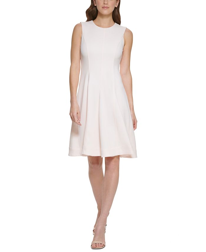 Calvin Klein Women's Scuba Crepe A Line Dress Pink Size 8 Petite