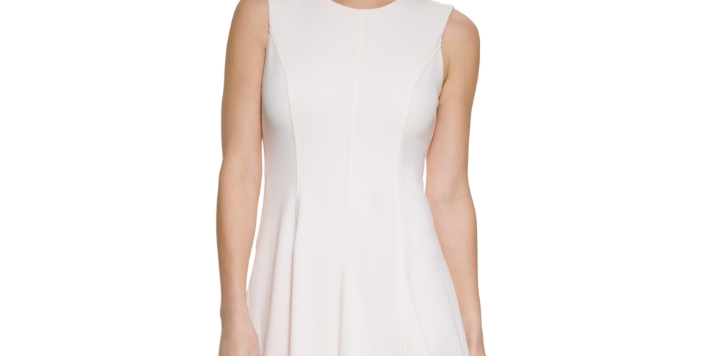 Calvin Klein Women's Scuba Crepe A Line Dress Pink Size 8 Petite