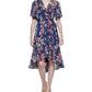 Calvin Klein Women's Surplice High Low Dress Blue Size 8Petite