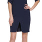 Calvin Klein Women's Zippered Elbow Sleeve Sheath Dress Blue Size 8Petite