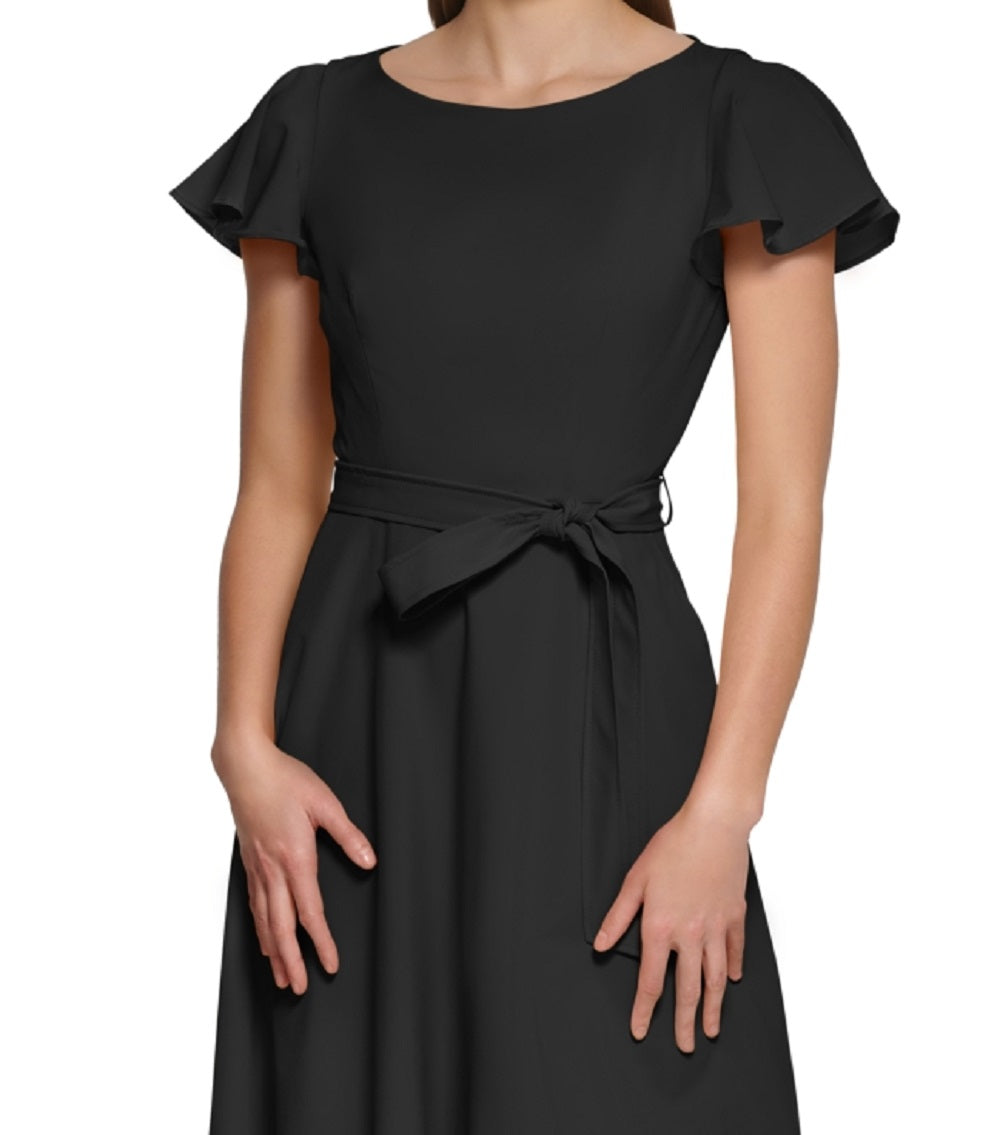 Calvin Klein Women's Flutter Sleeve Fit & Flare Dress Black Size 4