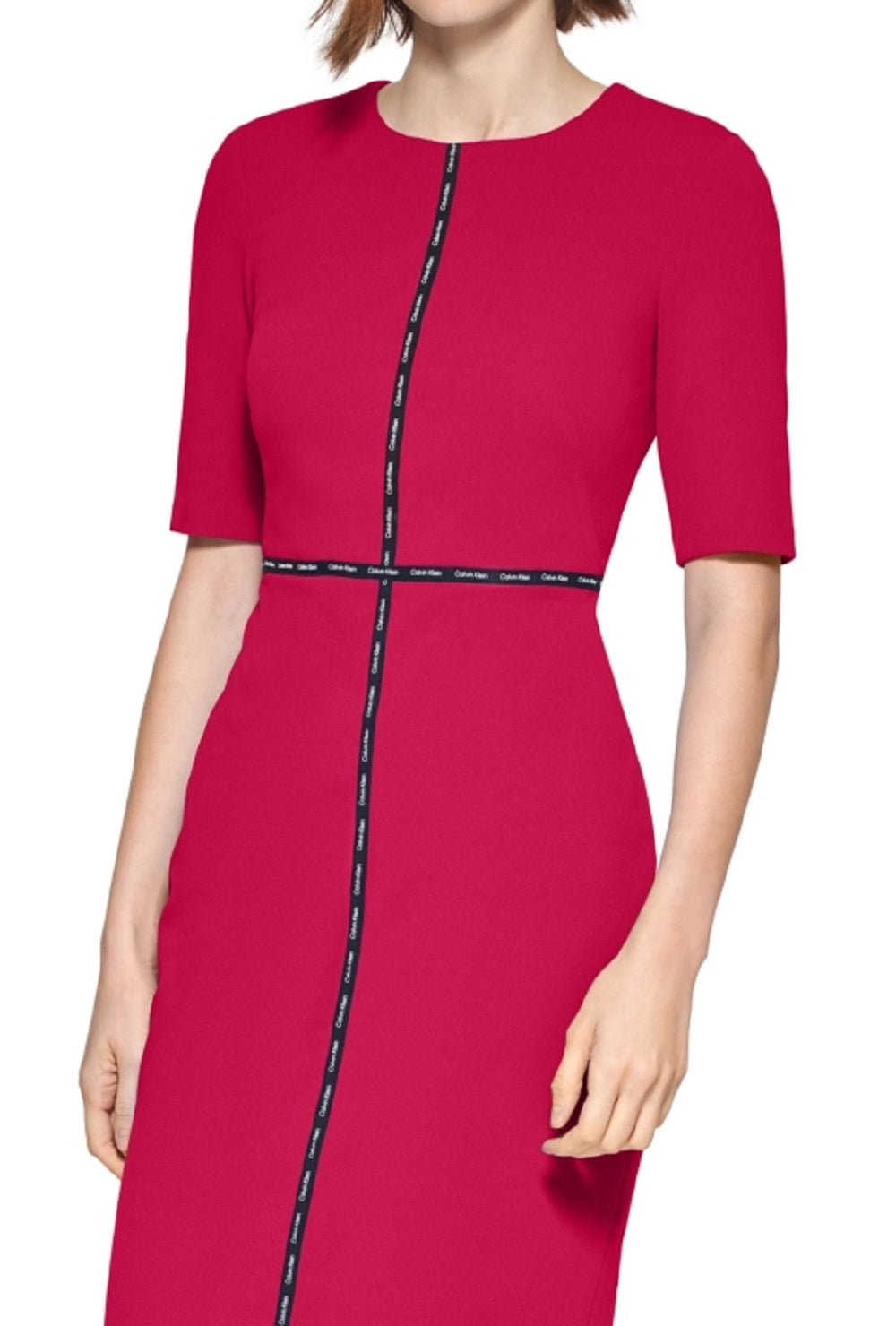 Calvin Klein Women's Logo Taped Sheath Dress Pink Size 4