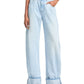 Paige Arellia High Rise Wide Cuff Distressed Jeans with Floral Detail