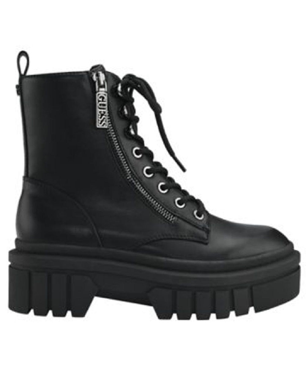 GUESS Women's Ferina Combat Lug Sole Lace Up Boots Black Size 7 M