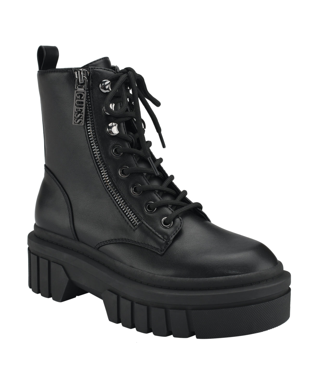 GUESS Women's Ferina Combat Lug Sole Lace Up Boots Black Size 7 M
