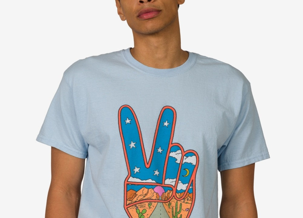 Junk Food Men's Trip In Peace T-Shirt Blue Size Small