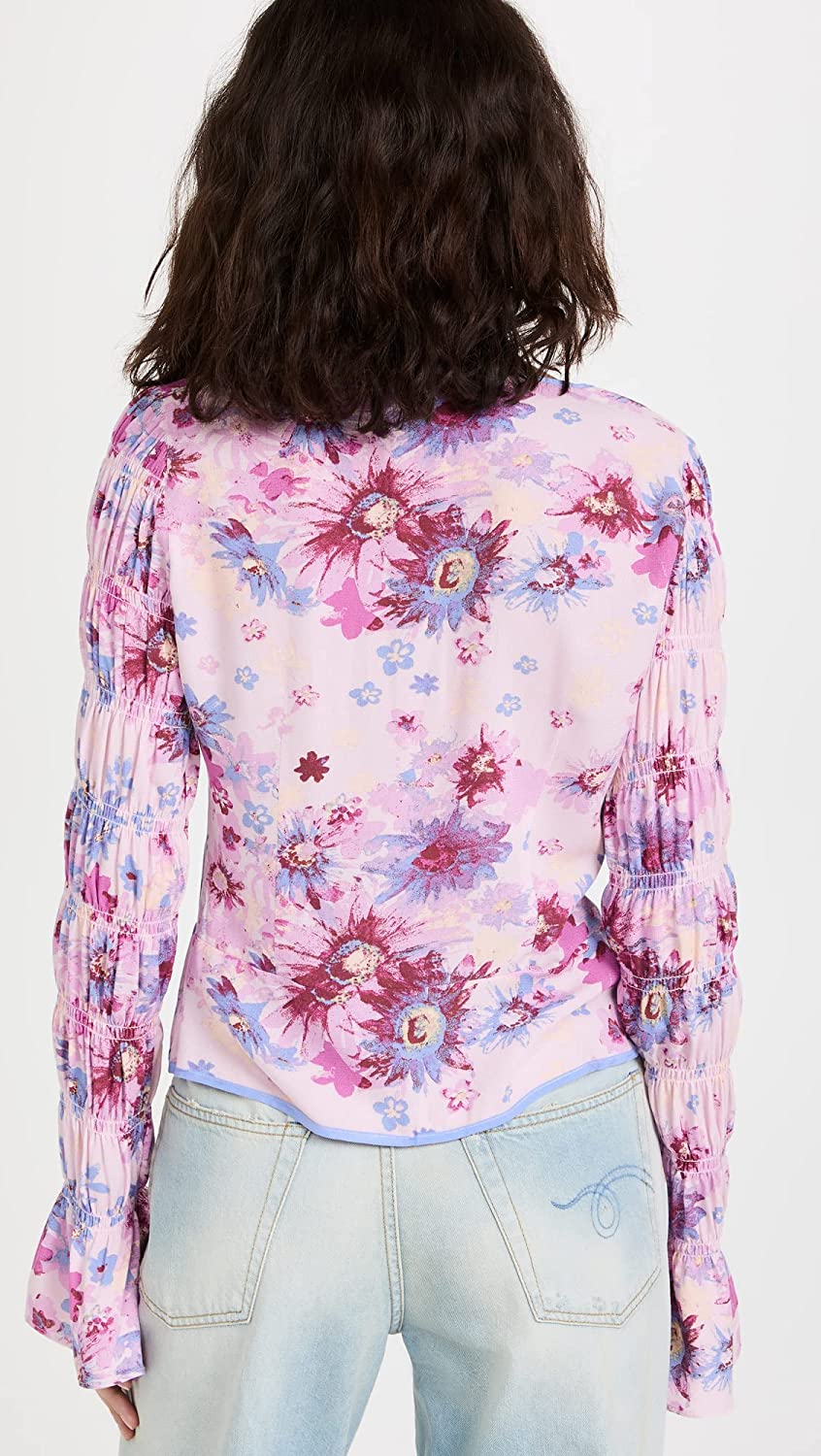 Free People Women's Venice Floral Tie Front Top Purple Size X-Small