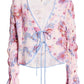 Free People Women's Venice Floral Tie Front Top Purple Size Small