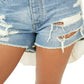 Free People Women's Maggie Distressed Shorts Blue Size 30
