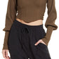 Free People Women's Petra U Neck Cotton Blend Crop Top Brown Size Medium