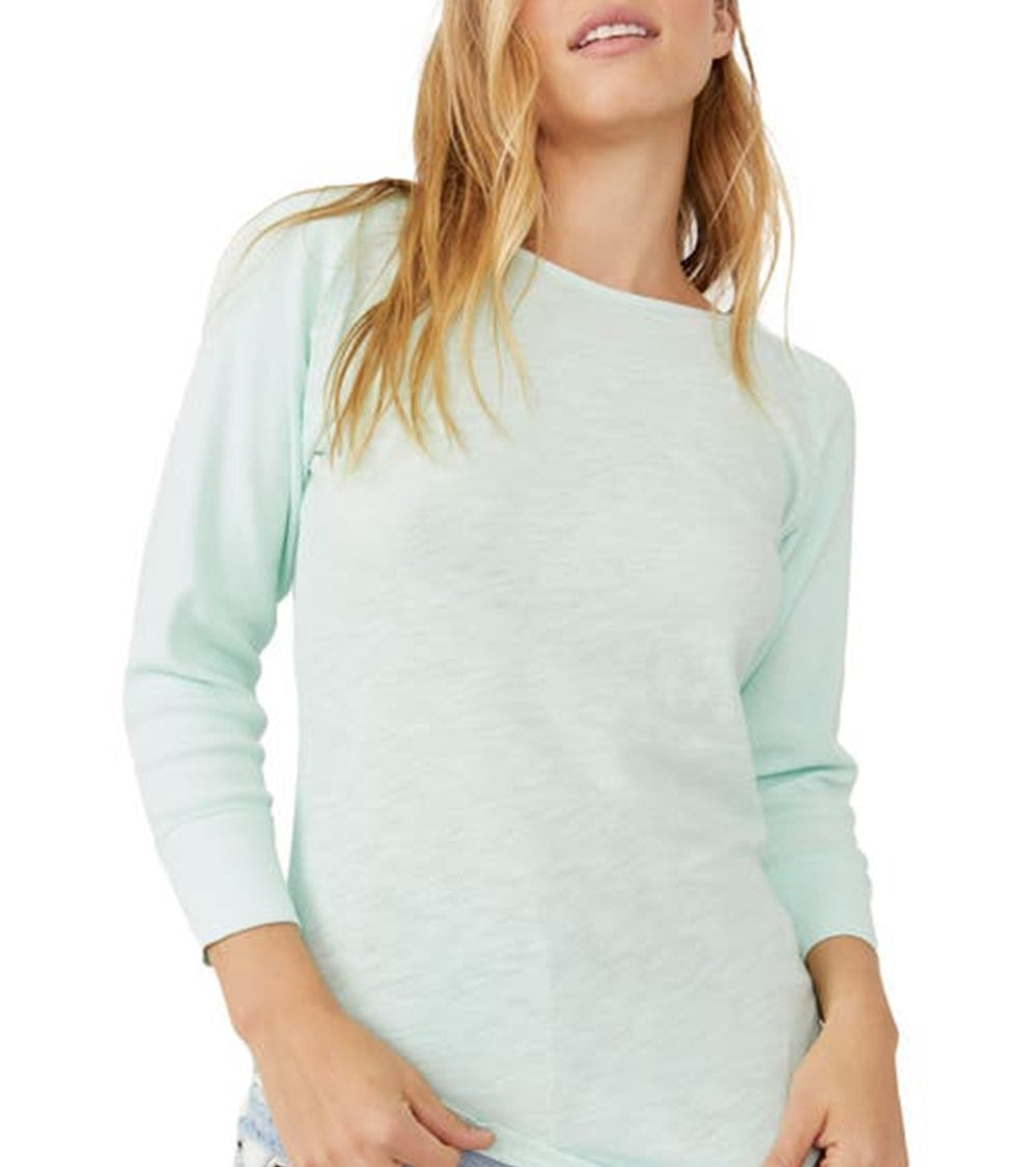 Free People Women's Batter Up Cotton Tee Green Size Small