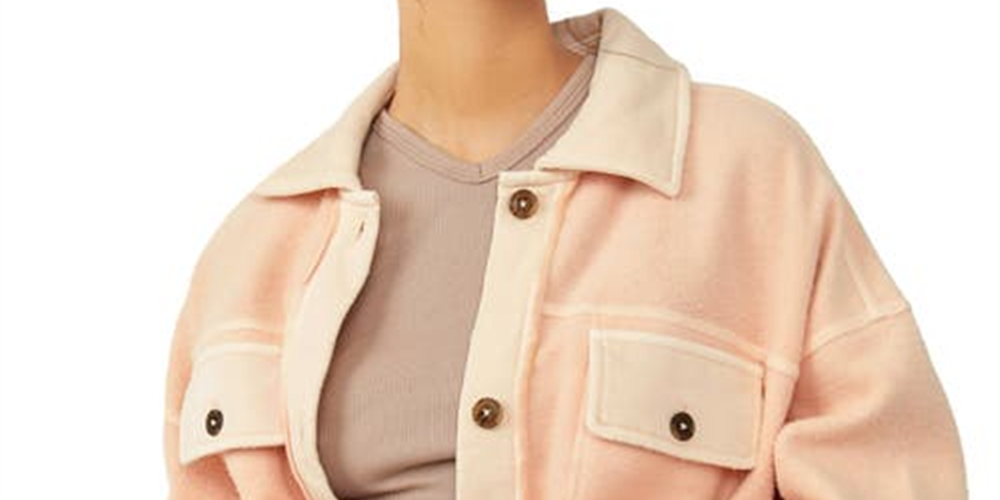 Free People Women's Ruby Fleece Shirt Jacket Orange Size X-Small