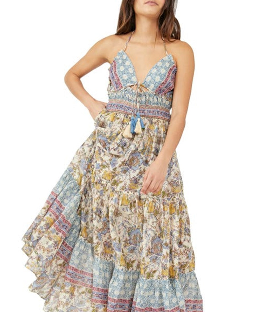 Free People Women's Real Love Print Maxi Dress Brown Size X-Large