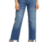 Free People Women's Maggie Ripped Ankle Straight Leg Jeans Blue Size 28