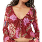 Free People Women's Of Paradise Floral Bell Sleeve Blouse Pink Size Small