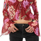 Free People Women's Of Paradise Floral Bell Sleeve Blouse Pink Size Small