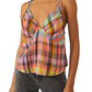 Free People Women's Plaid Cotton Crop Top Pink Size Large