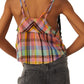 Free People Women's Plaid Cotton Crop Top Pink Size Large