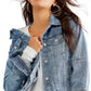 Free People Women's Rumors Crop Denim Trucker Jacket Blue Size X-Small