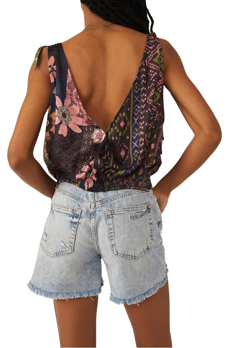 Free People Tied to You Print Surplice Tank in Lemonade Combo Size Small