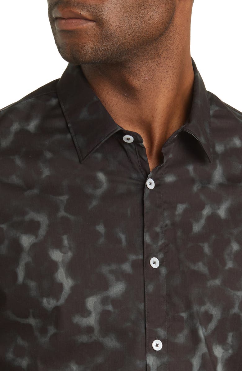 Good Man Brand On-Point Stretch Button-Up Shirt In Sky Captain Textured Lines Size X-Large