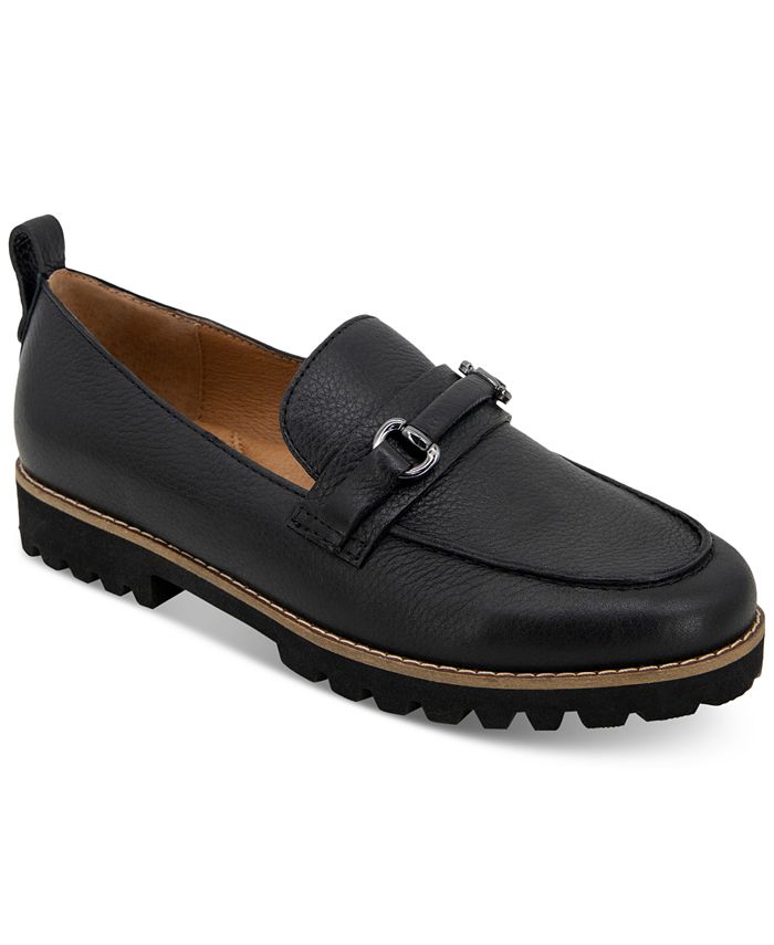 Kenneth Cole Women's Eugene Lug Bit Buckle Loafer Flats Shoes Black Size 7.5