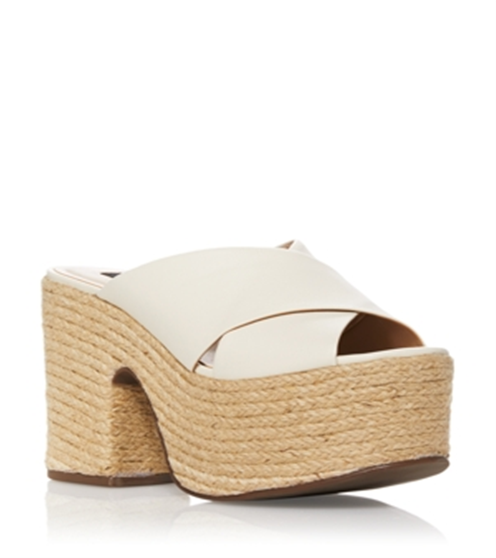 Aqua Women's July Platform Slide Sandals White Size 9 M