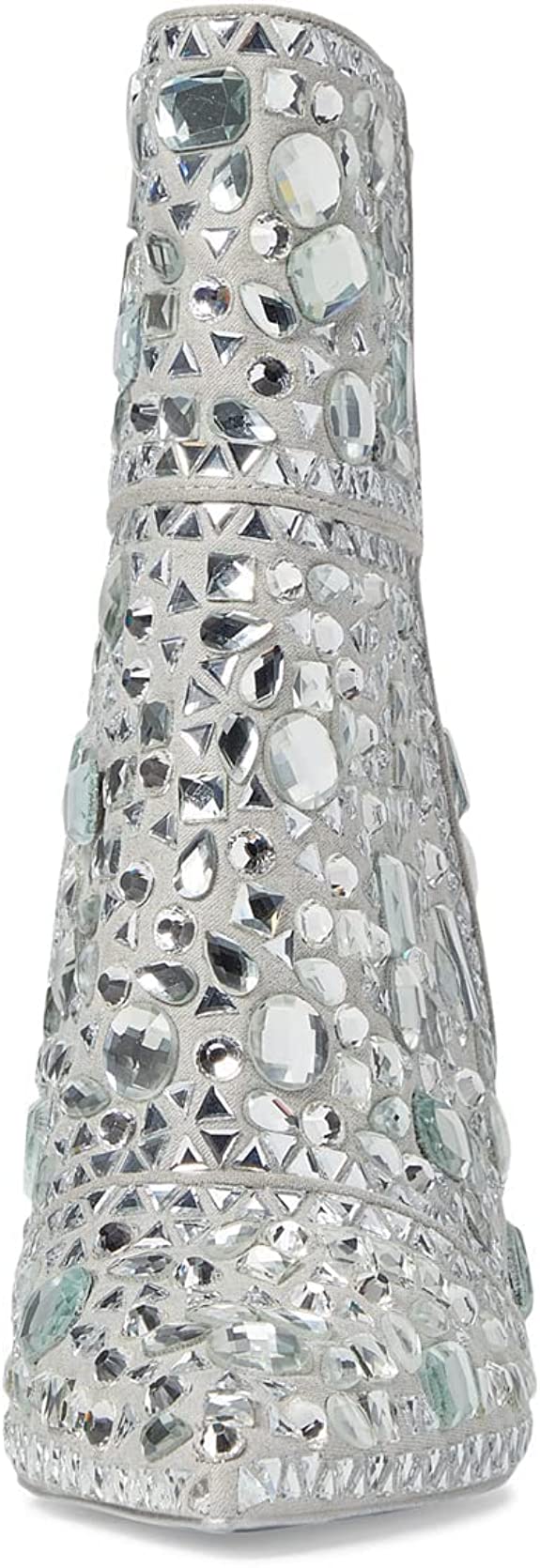 Steve Madden Women's Vayle Rhinestone Embellished Spool Heel Pointed Toe Ankle Booties Silver Size 7 M