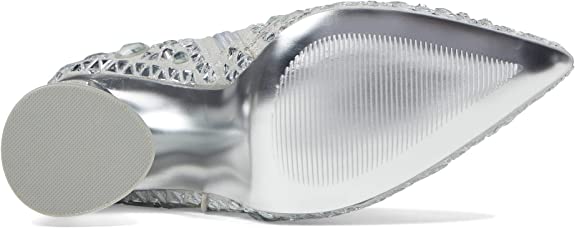 Steve Madden Women's Vayle Rhinestone Embellished Spool Heel Pointed Toe Ankle Booties Silver Size 7 M
