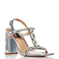 Aqua Women's Tina Embellished Block Heel Sandals Silver Size 7 M