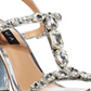 Aqua Women's Tina Embellished Block Heel Sandals Silver Size 7 M