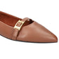 Bella Vita Women's Evanna Pointed Toe Flat Brown Size 7.5W