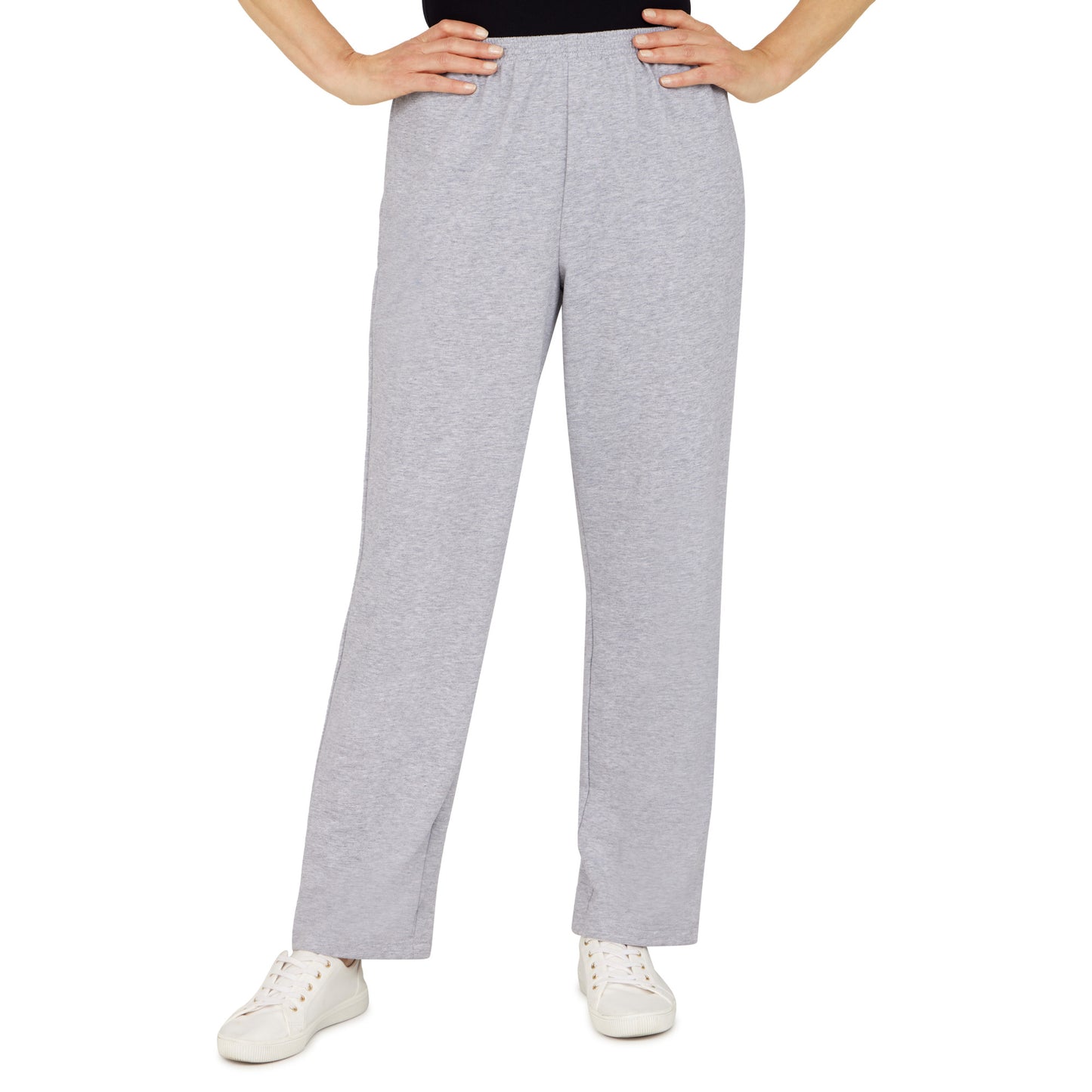 Alfred Dunner Women's French Terry Pull On Straight Leg Pants Gray Size Small